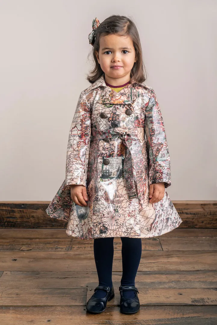 Girls Beige Map Coat