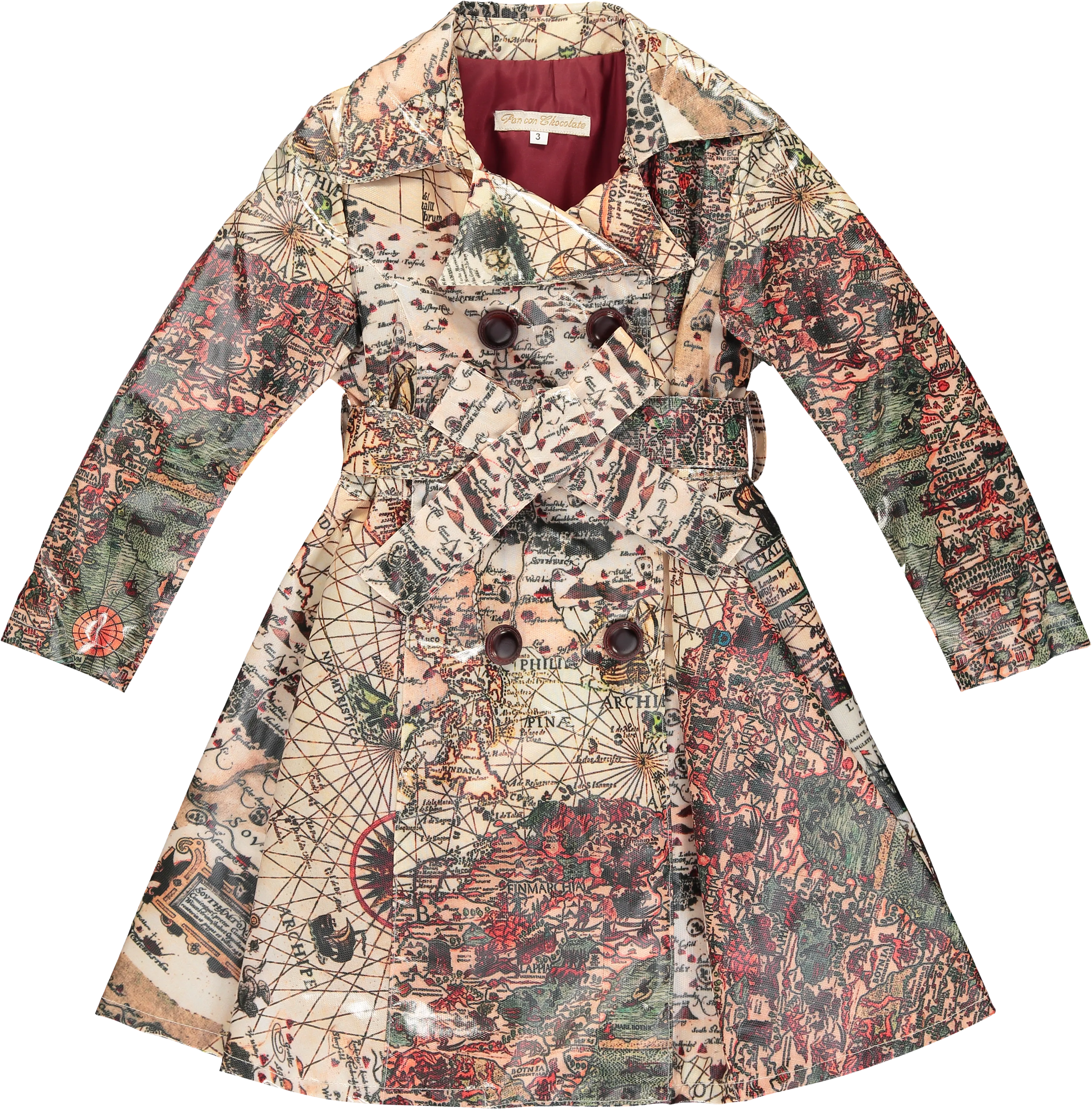 Girls Beige Map Coat