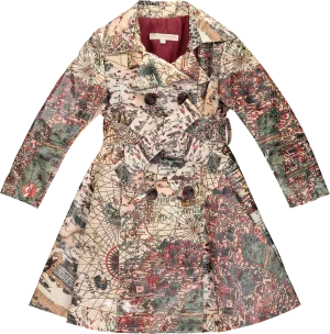 Girls Beige Map Coat