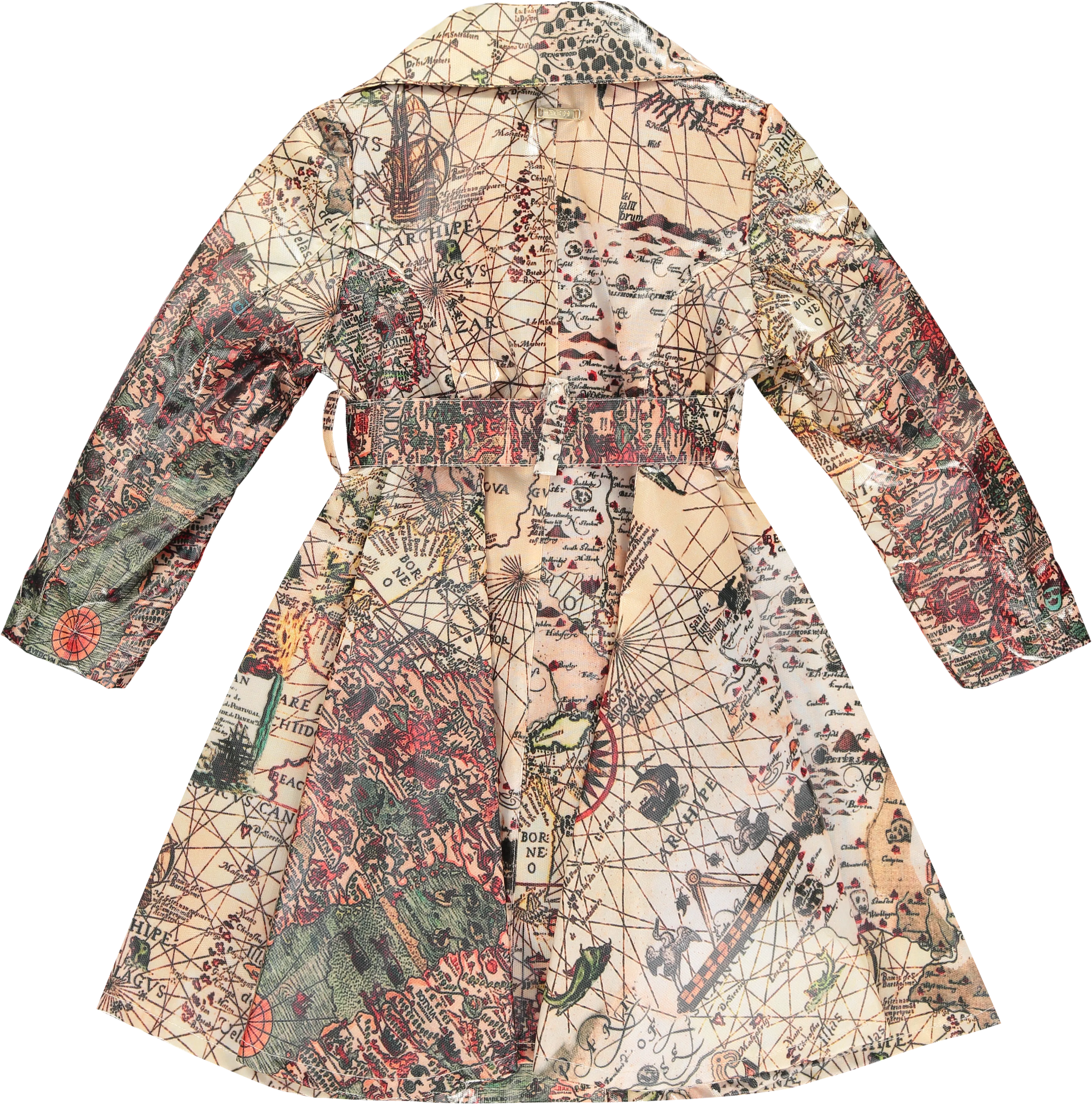 Girls Beige Map Coat
