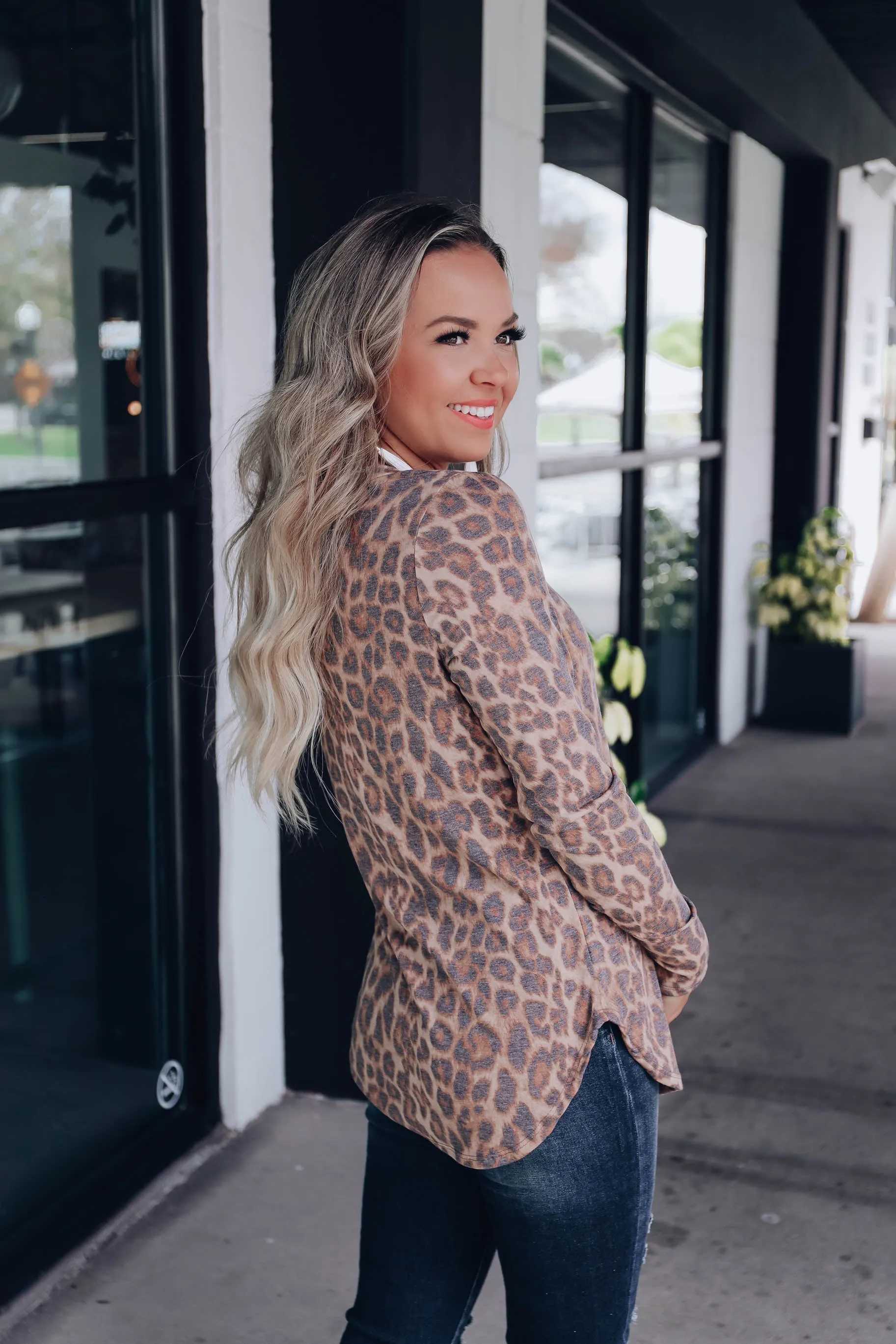 Golden Leopard V-Neck Top