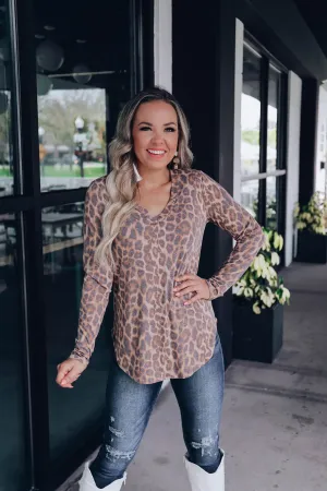 Golden Leopard V-Neck Top