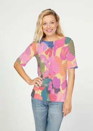 Hopscotch (17269) ~ Banded Elbow Sleeve Boat Neck Top