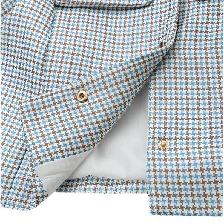 Houndstooth Long Sleeve Button Down Top and Pleated Skirt