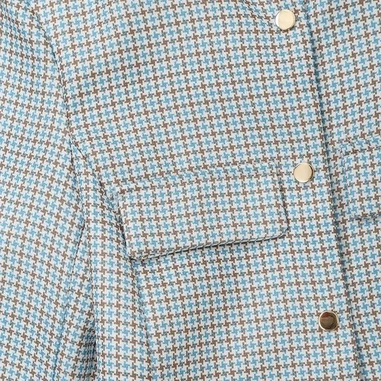 Houndstooth Long Sleeve Button Down Top and Pleated Skirt