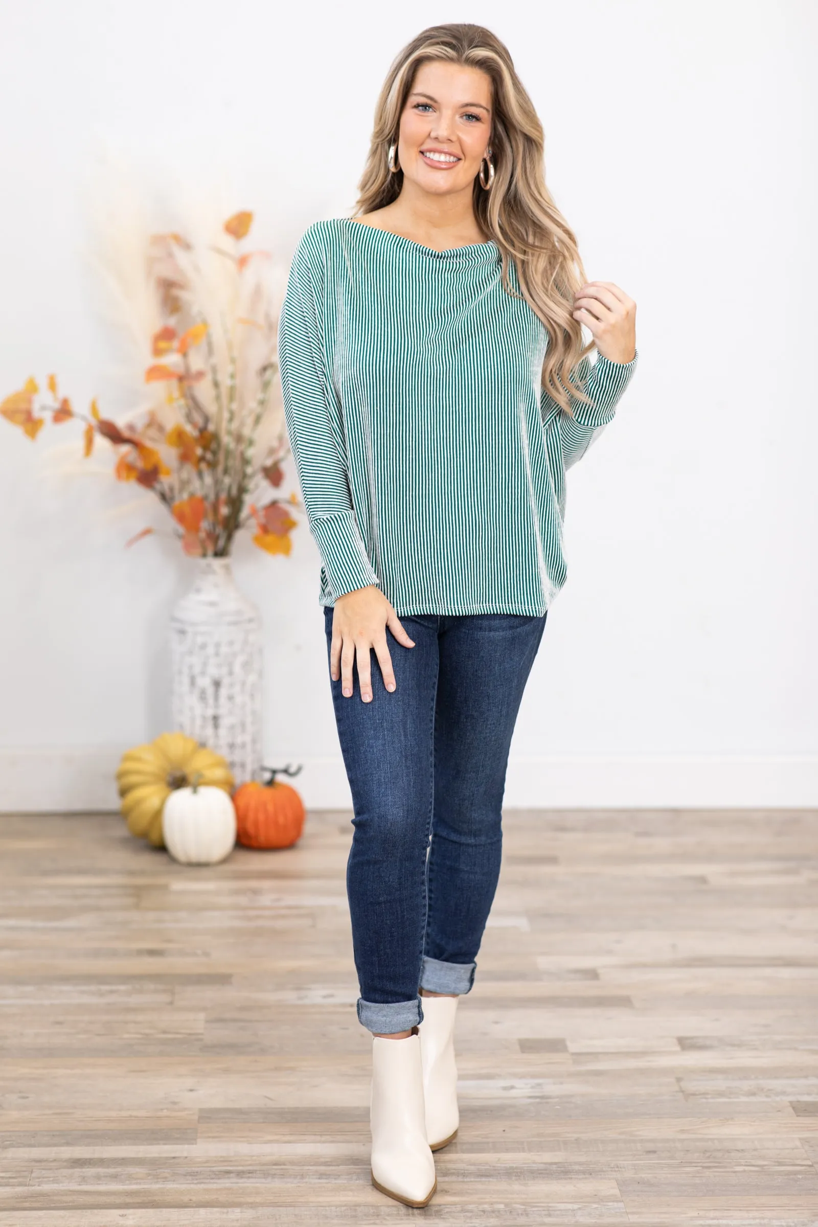 Hunter Ribbed Boat Neck Dolman Sleeve Top