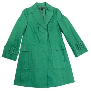 INC International Concepts Emerald Green Trench Coat Womens Medium 100% Cotton