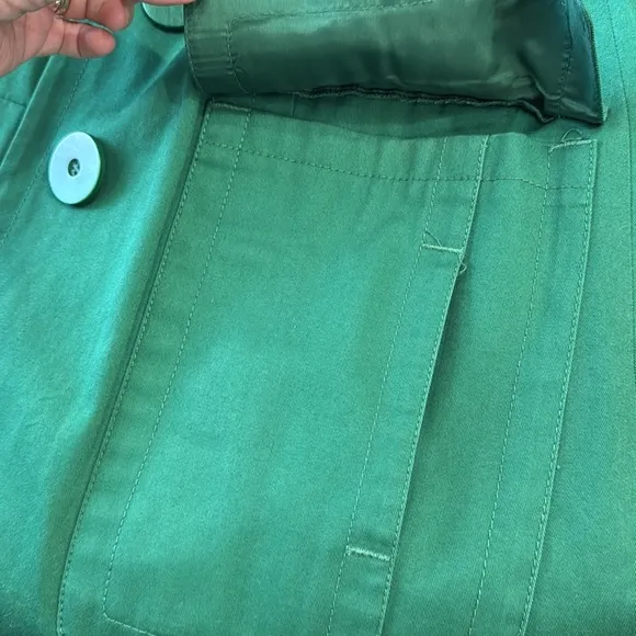 INC International Concepts Emerald Green Trench Coat Womens Medium 100% Cotton