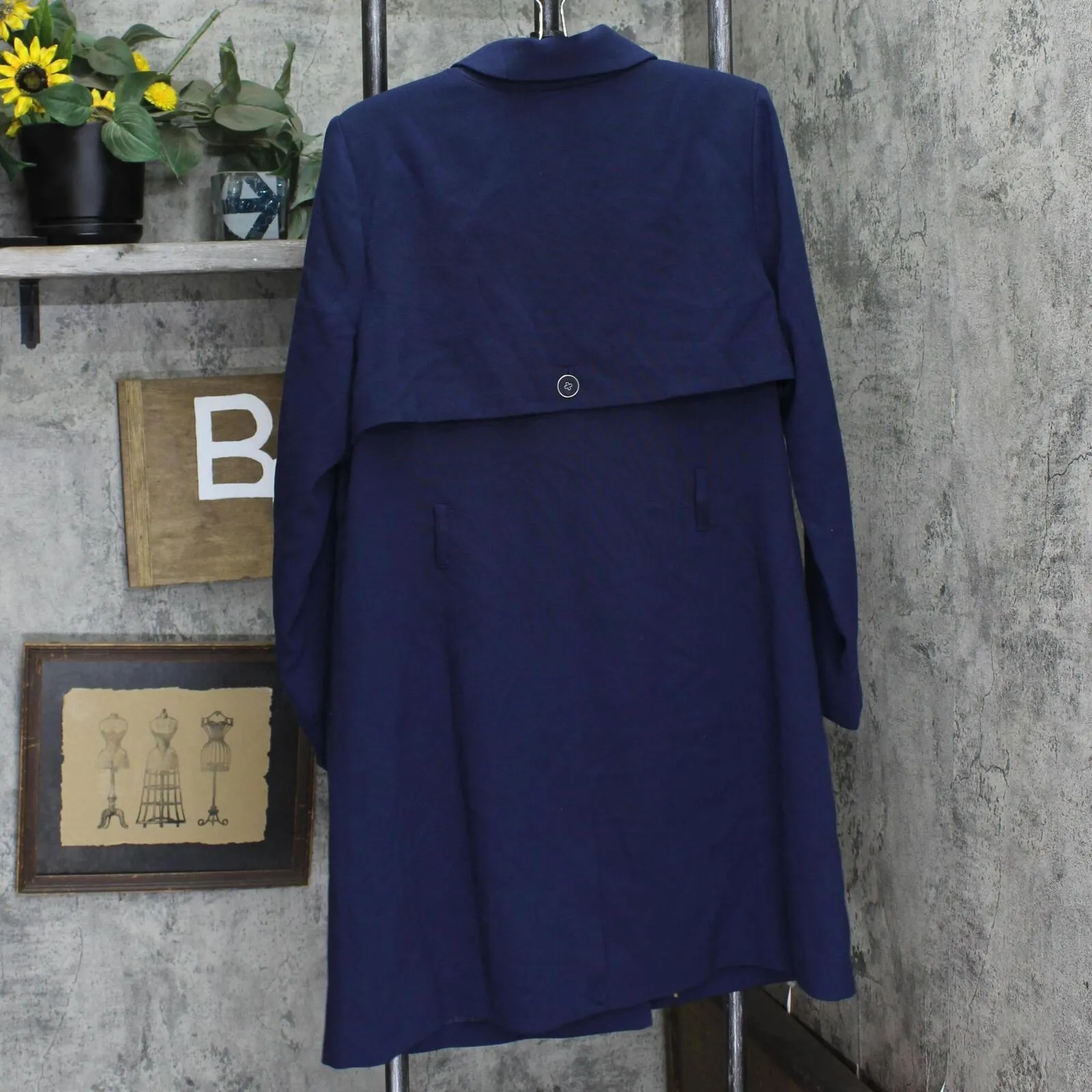 Isaac Mizrahi Live! Womens Knit Trench Coat A273647 Dark Navy Blue 14