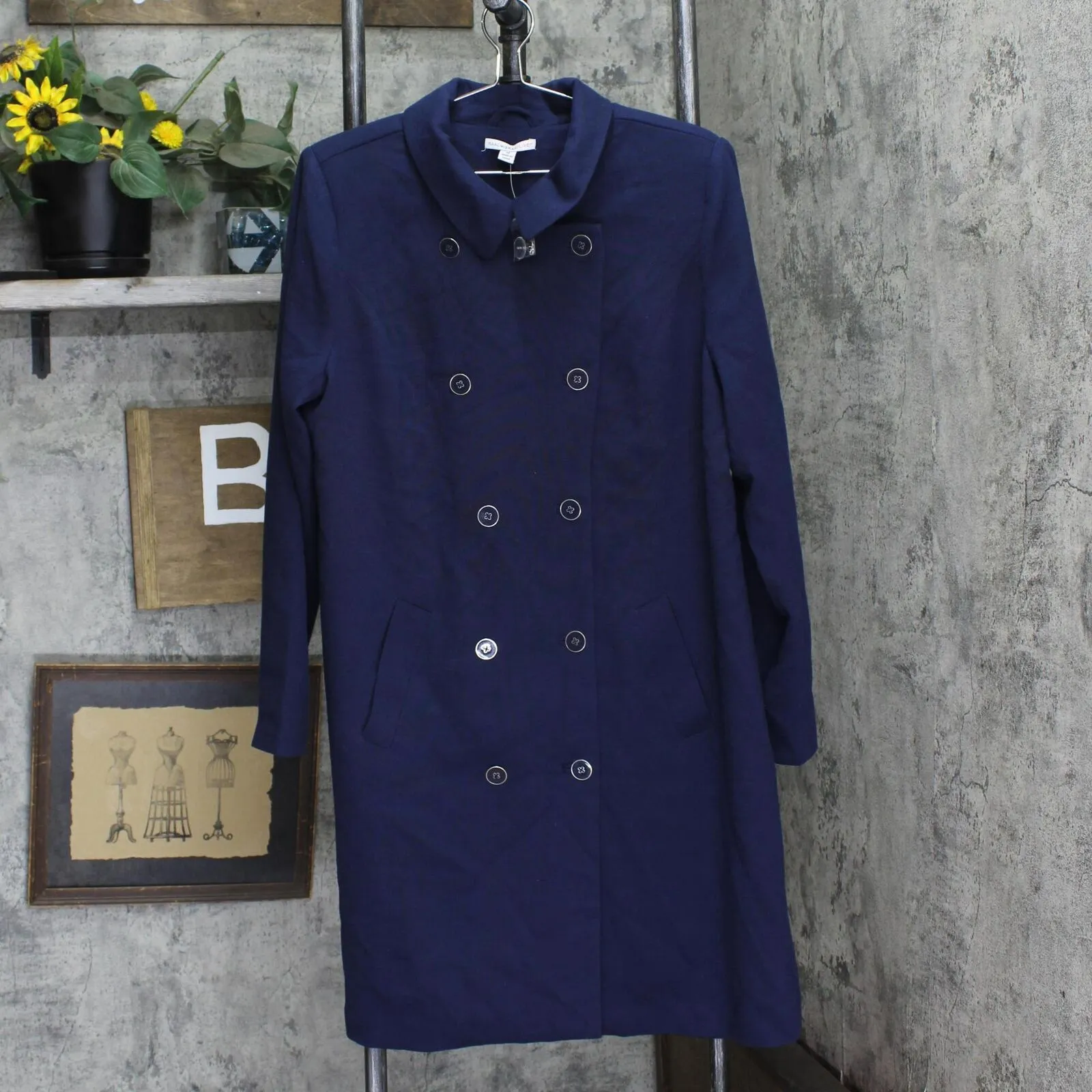 Isaac Mizrahi Live! Womens Knit Trench Coat A273647 Dark Navy Blue 14