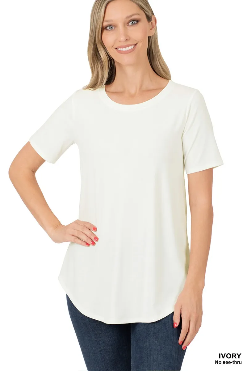 IVORY SHORT SLEEVE ROUND NECK & ROUND HEM TOP / STUFFOLOGY BOUTIQUE