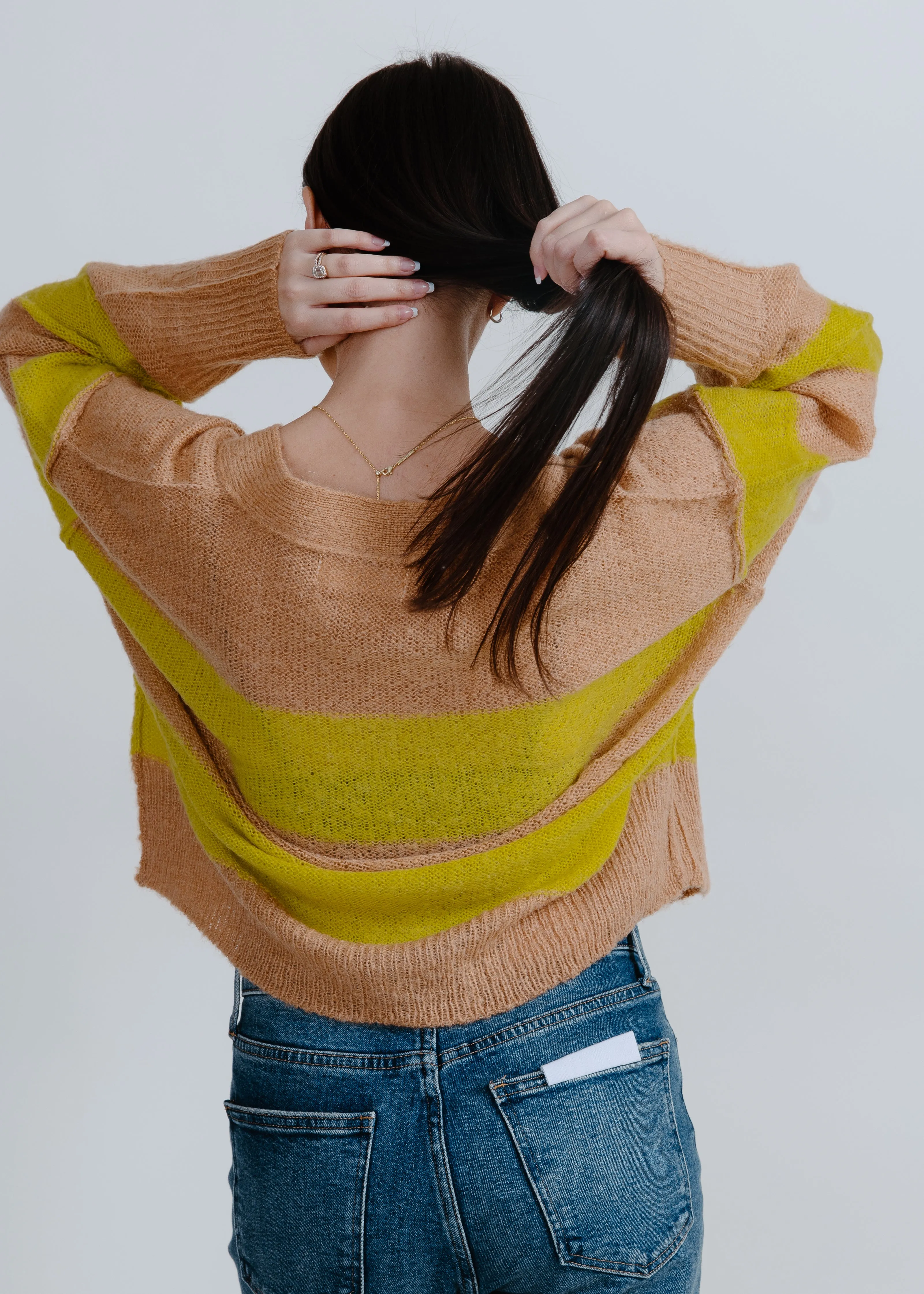 Izzy Striped Cardigan - Lime