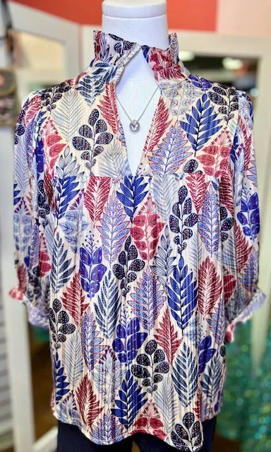 Jade Harvest High Neck Puff Sleeve Top