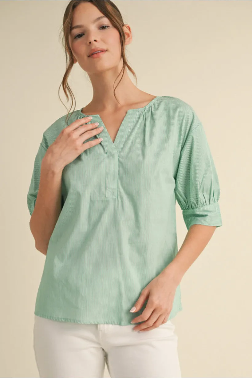 Janet Striped V-Neck Blouse