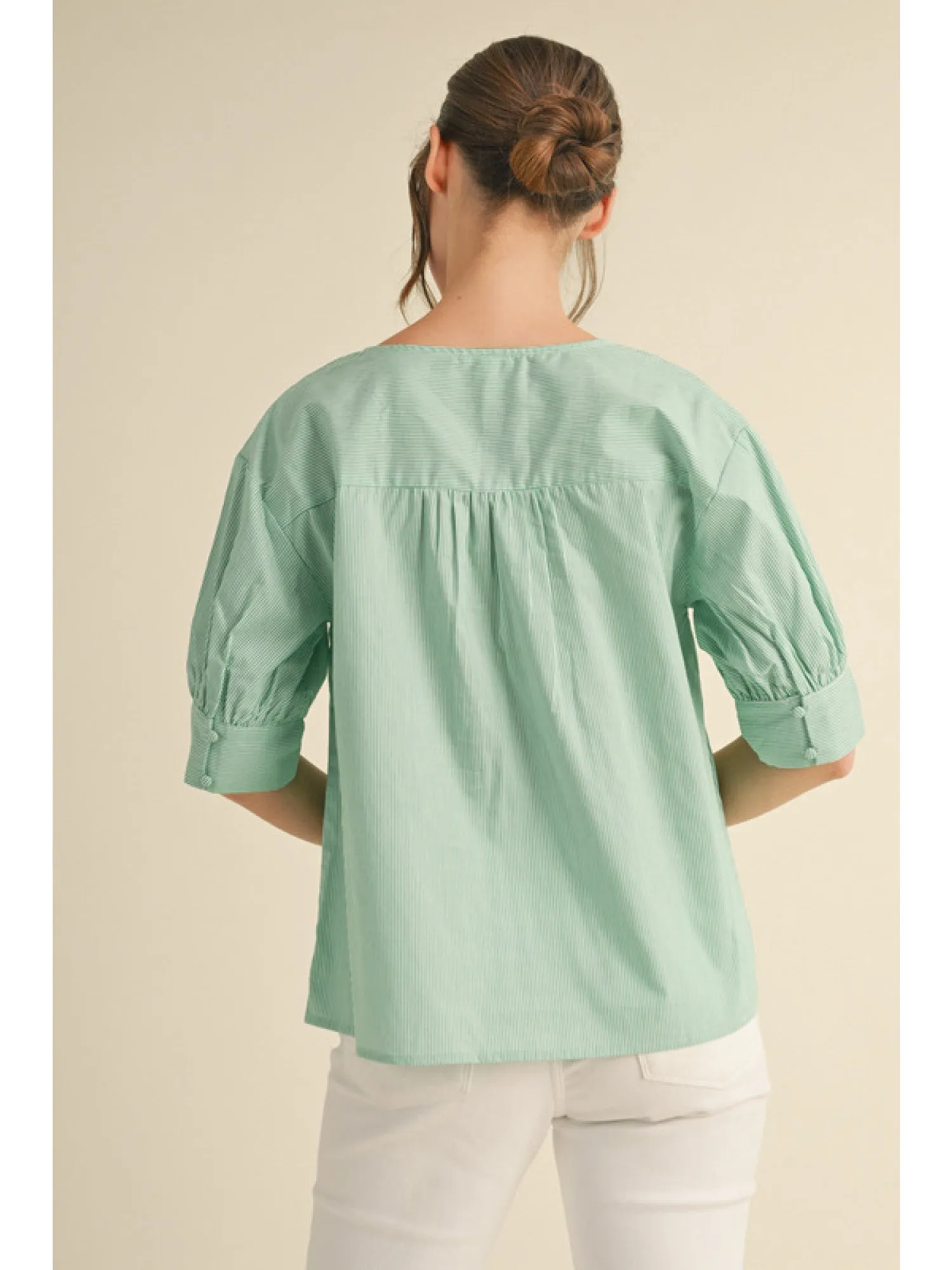 Janet Striped V-Neck Blouse