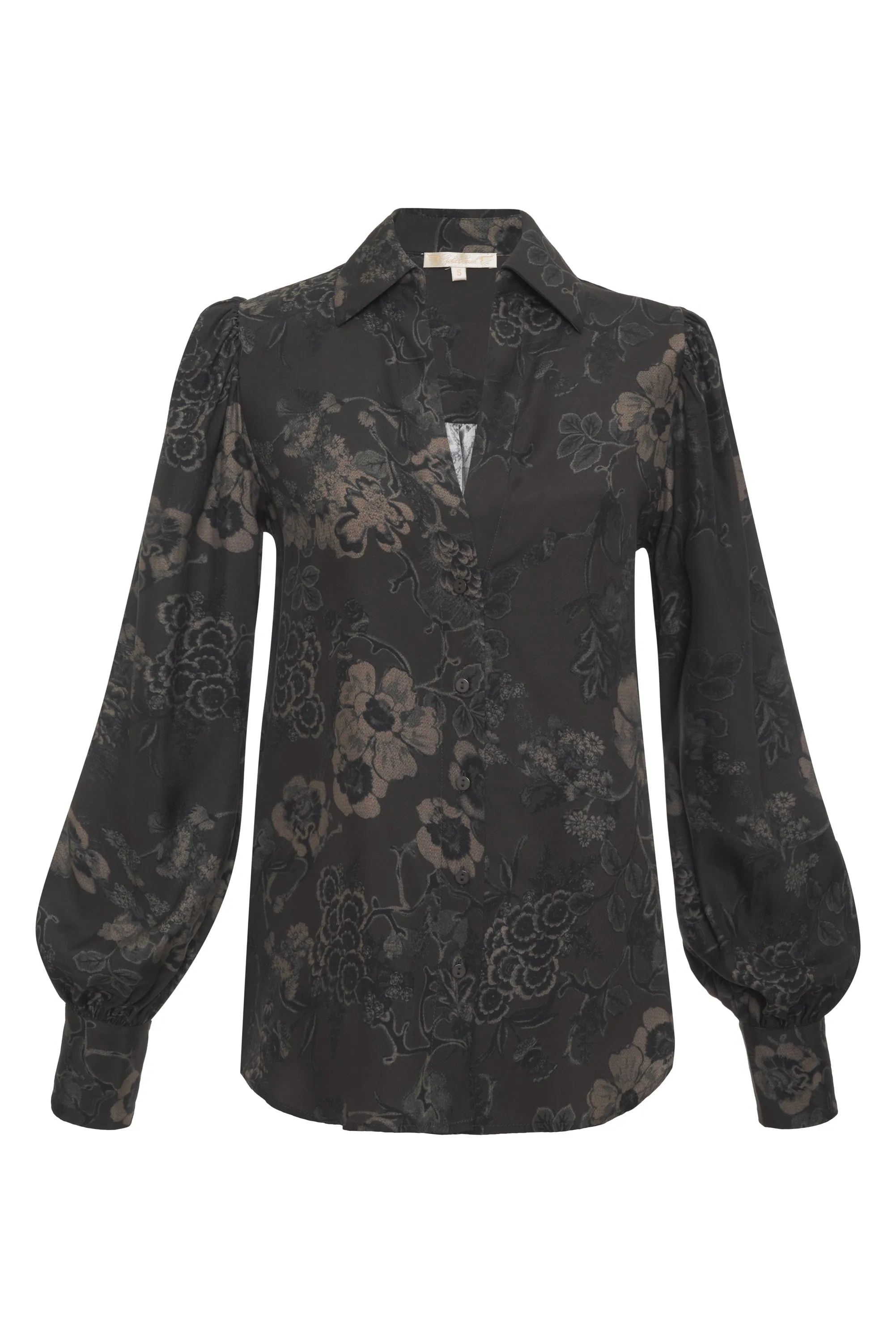 Jocelyn Print Shirt Black Grey Botanical