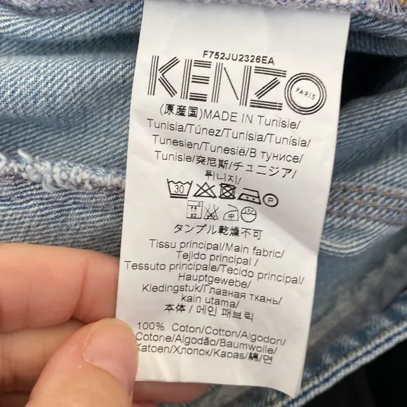 KENZO patchwork A-Line Denim Skirt Sz 34 mini