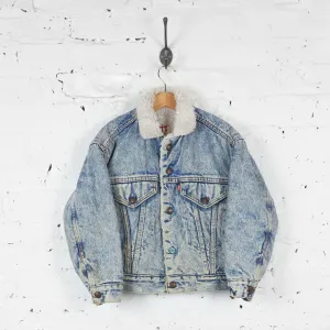 Kids Levis Acid Wash Sheepskin Denim Jacket - Blue - S Boys