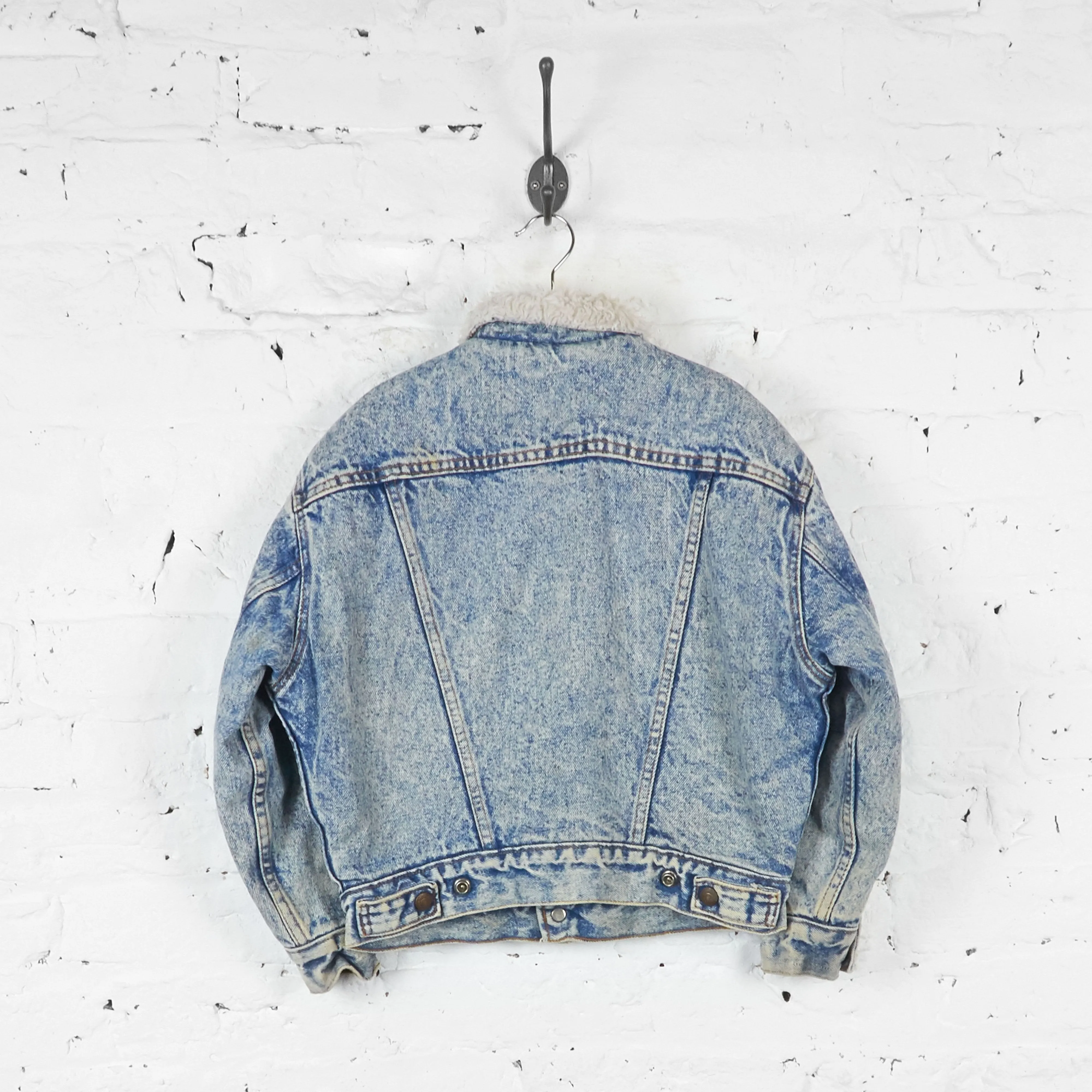 Kids Levis Acid Wash Sheepskin Denim Jacket - Blue - S Boys