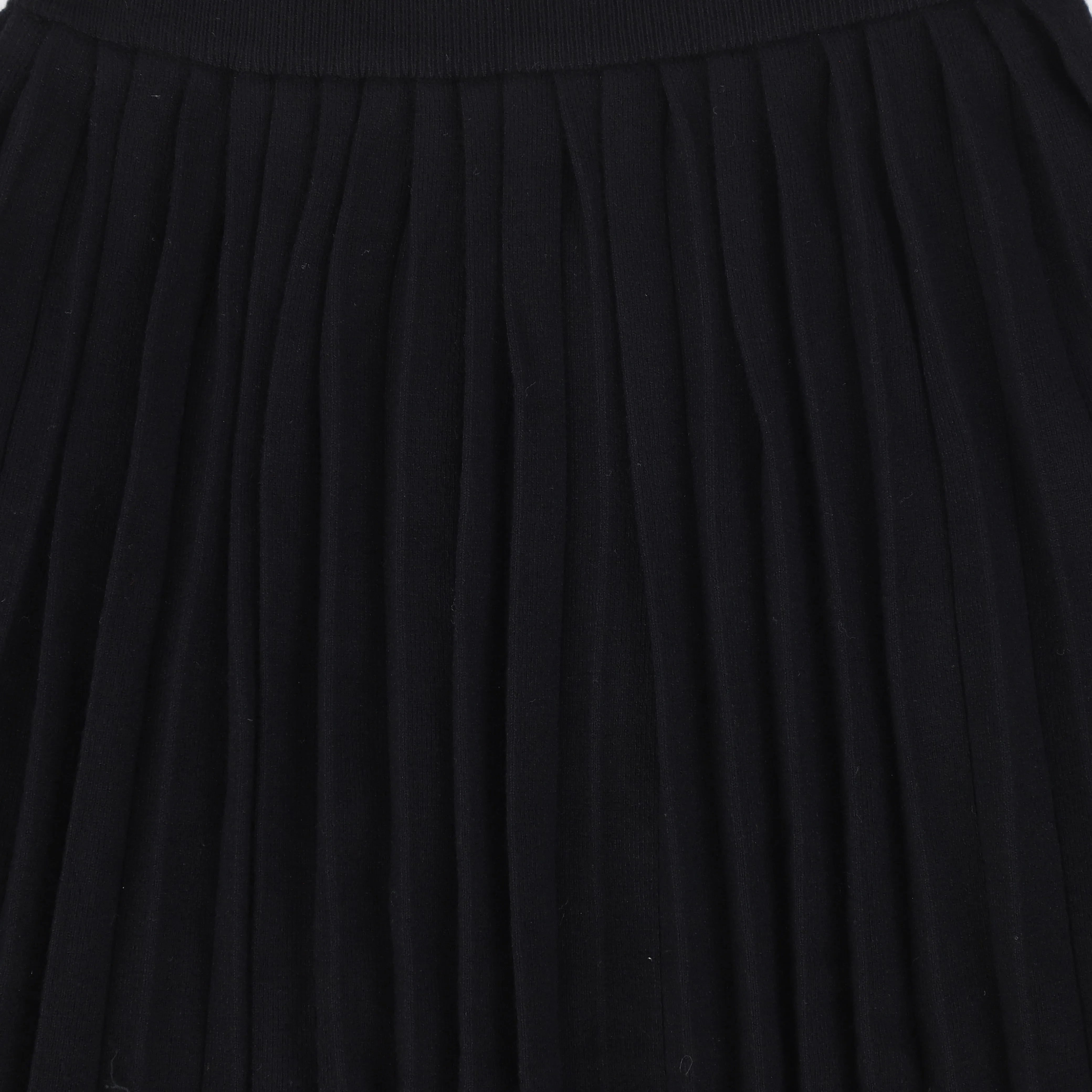 Knit Trim Sweater and Pleated Skirt