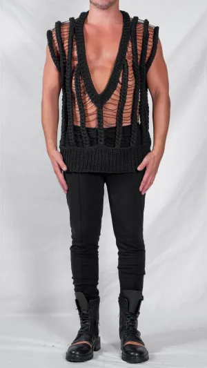 Knitted Transparent V-Neck Top