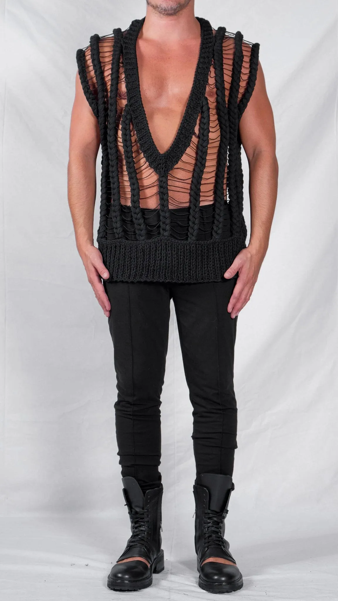 Knitted Transparent V-Neck Top