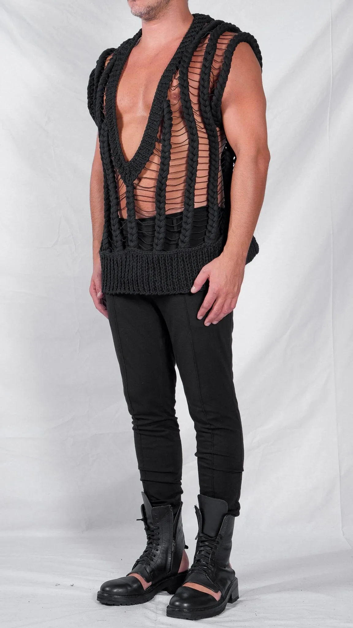 Knitted Transparent V-Neck Top