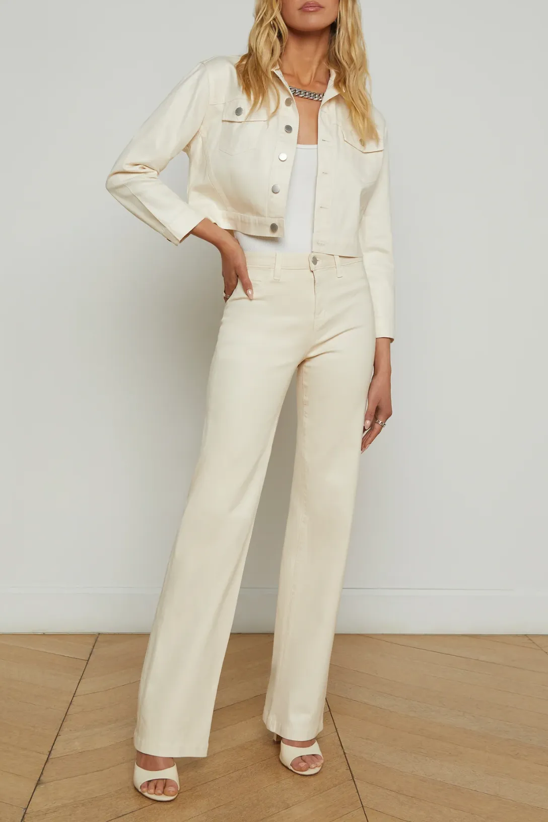 Koda Coated Cropped Denim Jacket | French Vanilla
