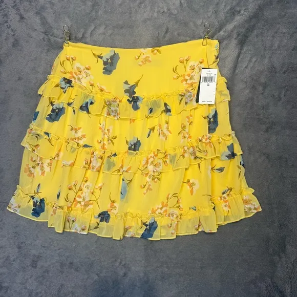 Lauren Ralph Lauren Floral Ruffle-Trim Georgette A-Line Mini Skirt Size 10 NWT