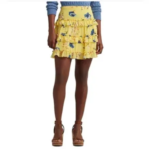 Lauren Ralph Lauren Floral Ruffle-Trim Georgette A-Line Mini Skirt