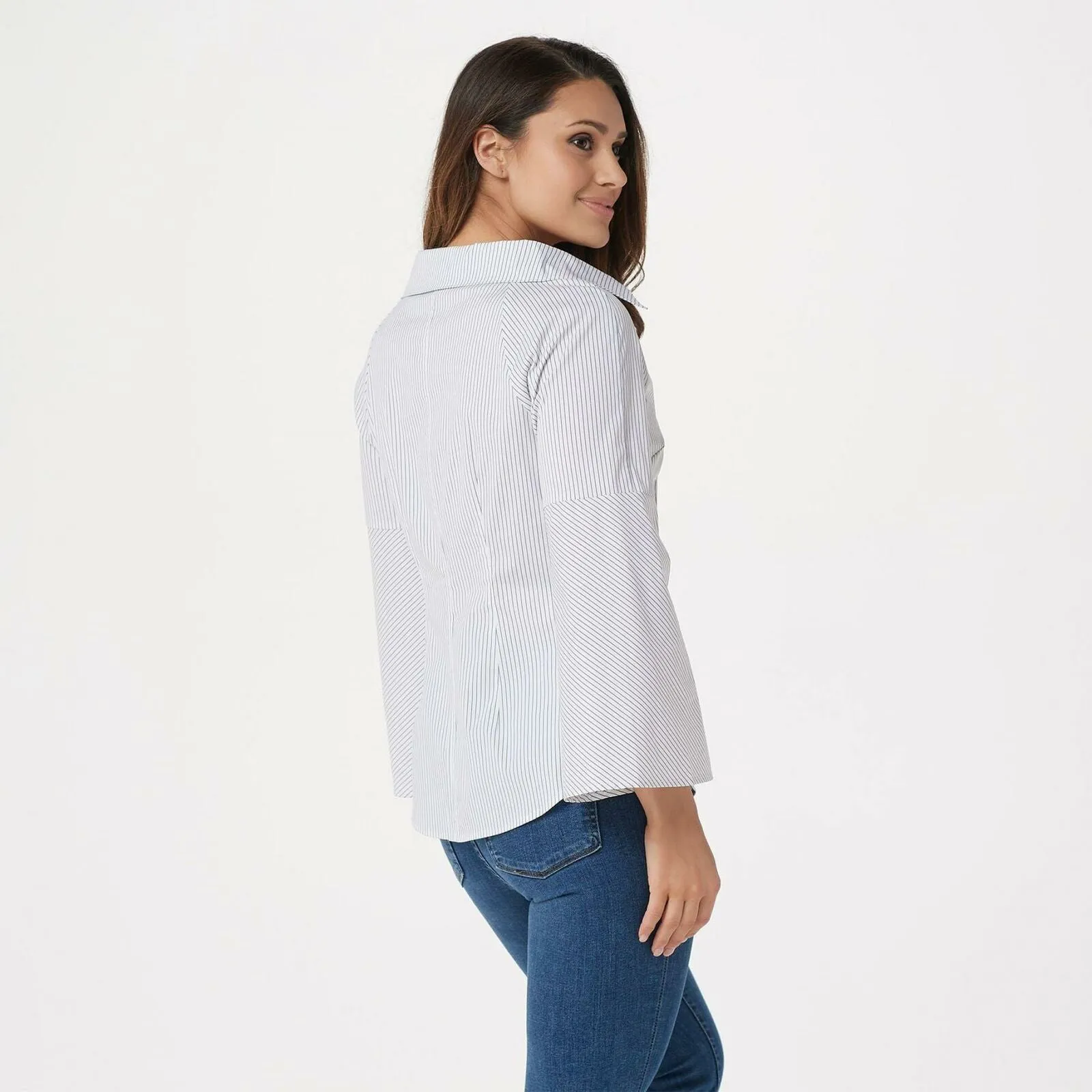 Laurie Felt Women's Wide Neck Button Front Blouse