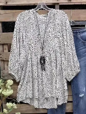 Leopard V-Neck Blouse