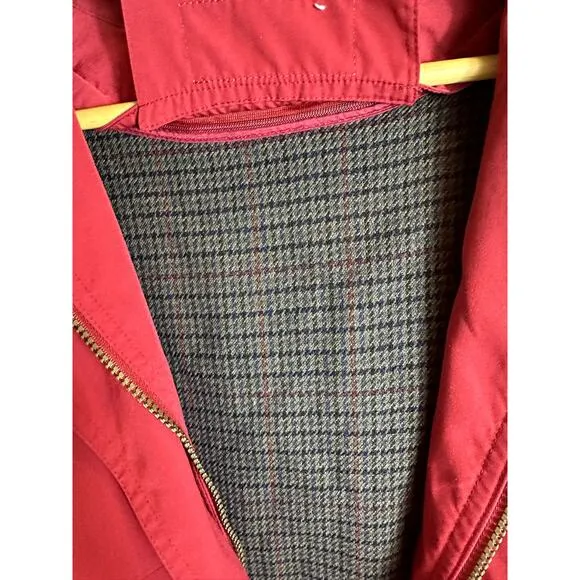 LL Bean Women's Red Trench Coat with Zip off Wool‎ Liner Size Petite Medium
