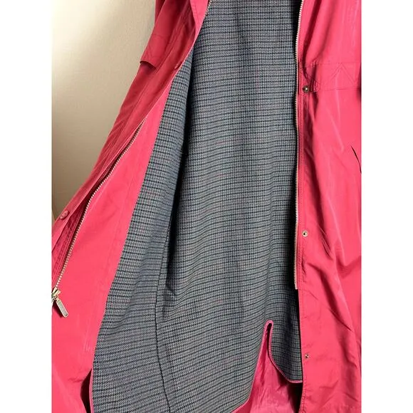 LL Bean Women's Red Trench Coat with Zip off Wool‎ Liner Size Petite Medium