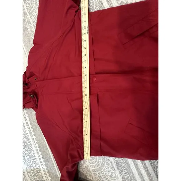 LL Bean Women's Red Trench Coat with Zip off Wool‎ Liner Size Petite Medium