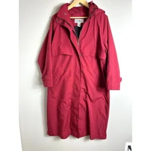 LL Bean Women's Red Trench Coat with Zip off Wool‎ Liner Size Petite Medium