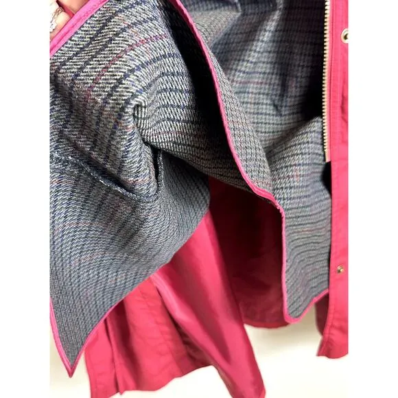 LL Bean Women's Red Trench Coat with Zip off Wool‎ Liner Size Petite Medium