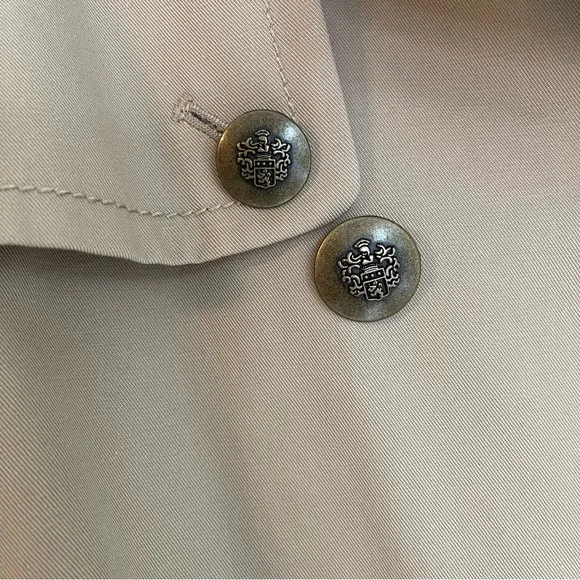 Loft Khaki Tan Crest Brass Button Trench Coat