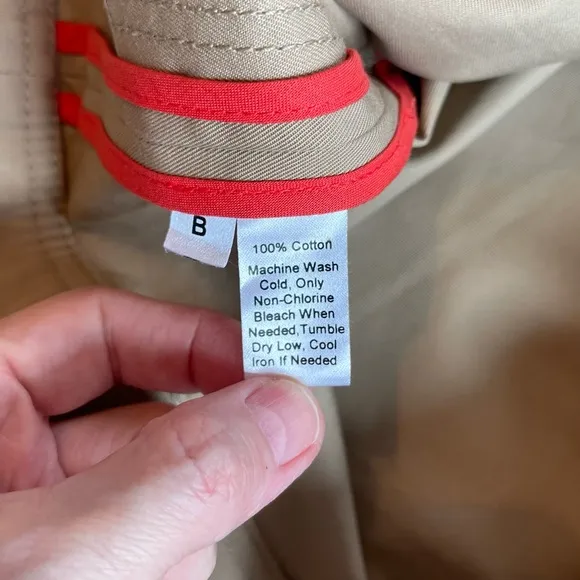Loft Khaki Tan Crest Brass Button Trench Coat