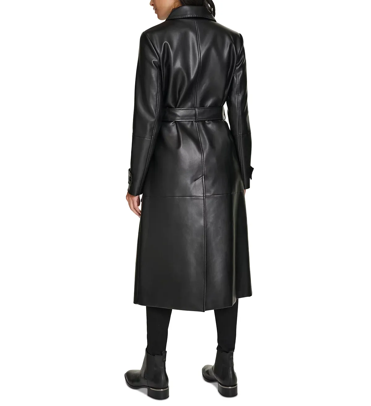Long leather trench coat