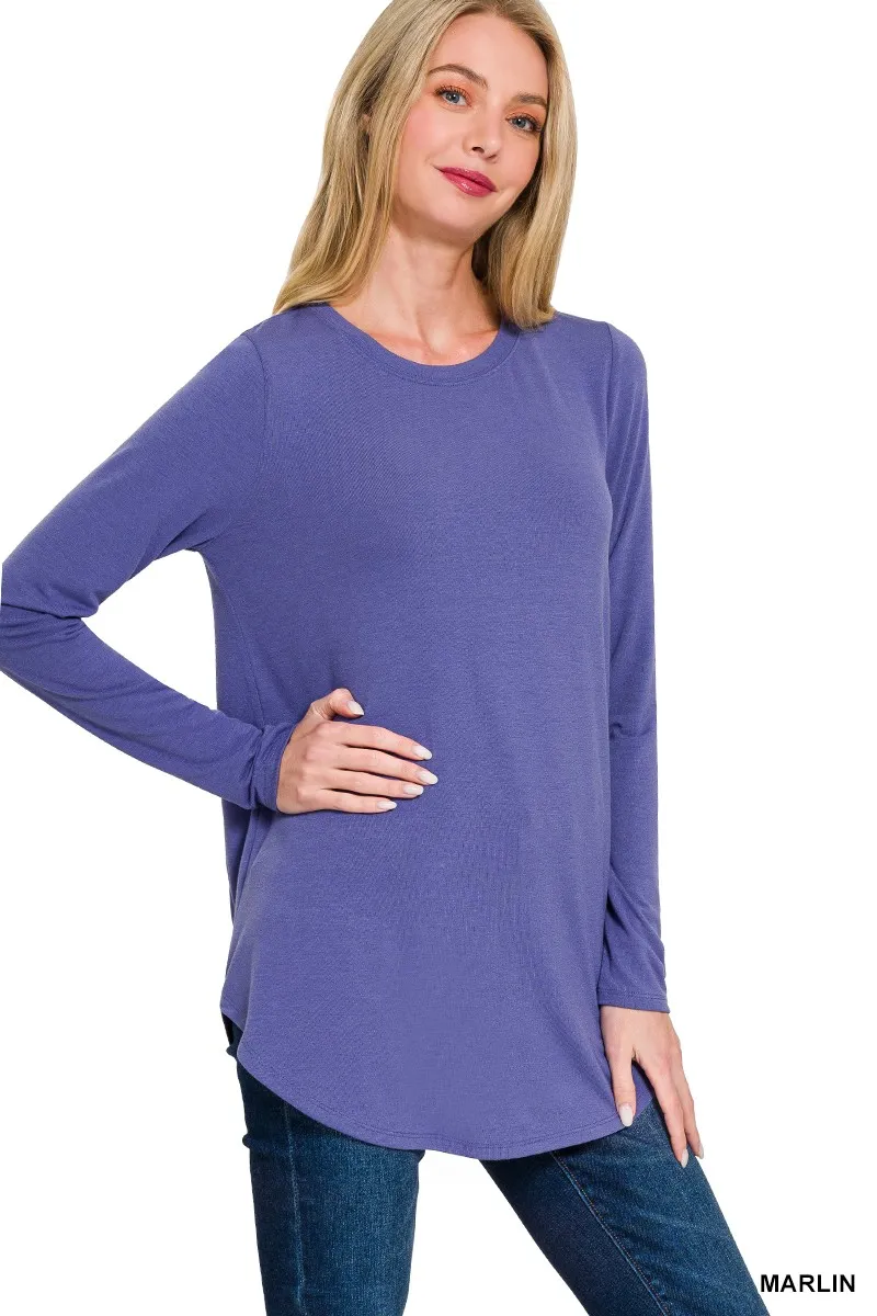 LONG SLEEVE ROUND NECK & ROUND HEM TOP /STUFFOLOGY BOUTIQUE