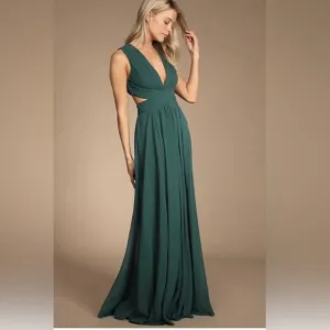 Lulus Vivid Imagination NWOT size XXL Emerald Green Cutout Maxi Dress