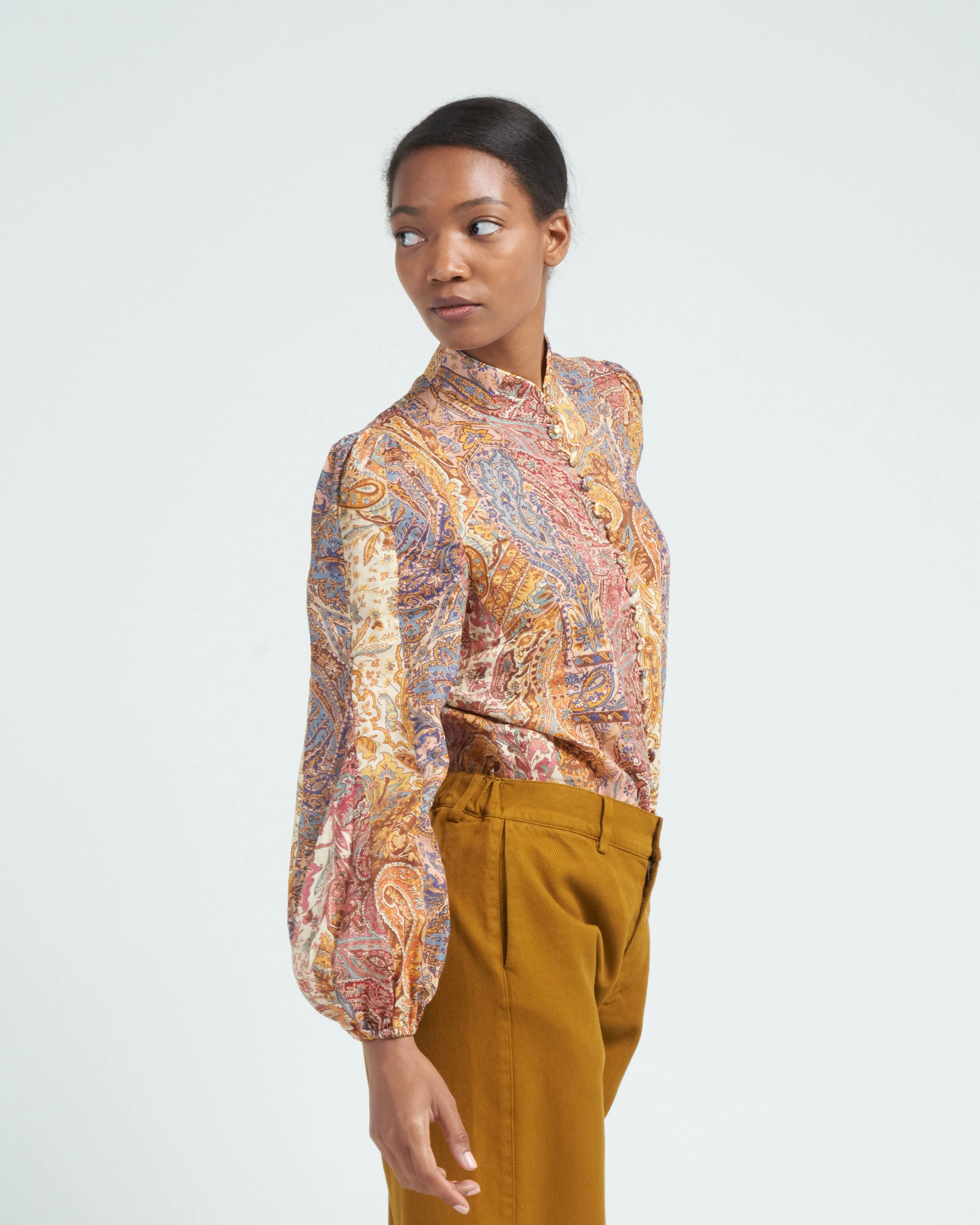 luminosity paisley blouse - multi paisley stripe