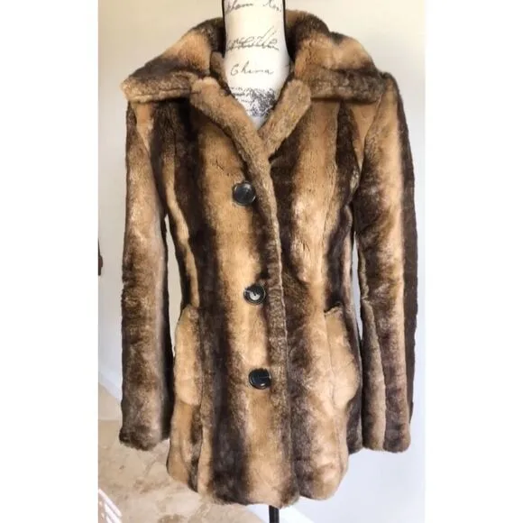Mac and Jac Women's Faux Fur Animal Print Lined Trench Coat Size Medium