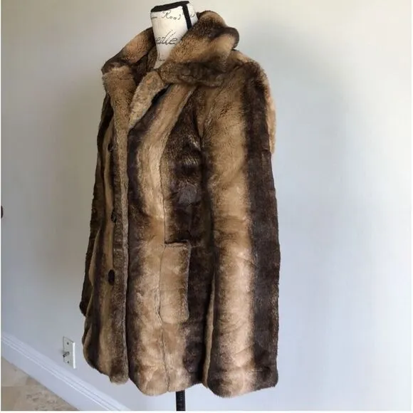 Mac and Jac Women's Faux Fur Animal Print Lined Trench Coat Size Medium