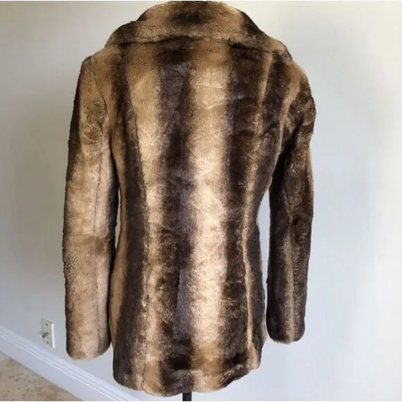 Mac and Jac Women's Faux Fur Animal Print Lined Trench Coat Size Medium