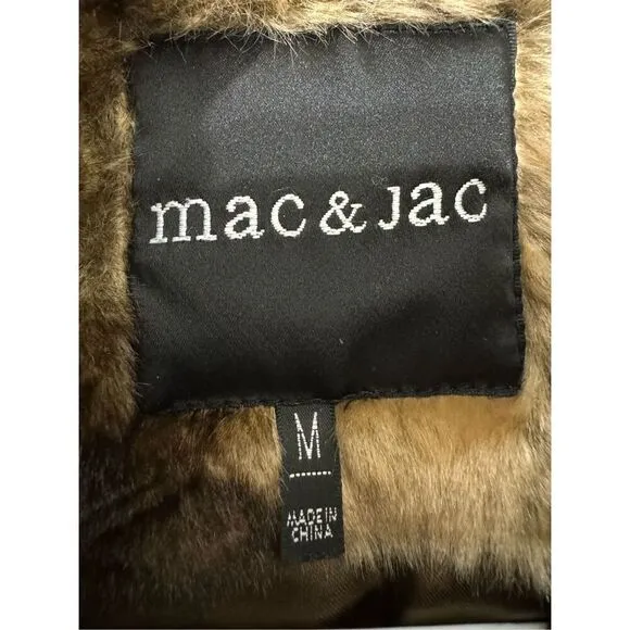 Mac and Jac Women's Faux Fur Animal Print Lined Trench Coat Size Medium