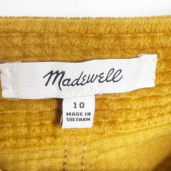 MADEWELL Corduroy A-Line Mini Skirt Patch Pocket Edition Antique Gold Size 10