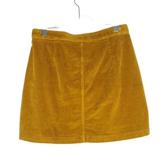 MADEWELL Corduroy A-Line Mini Skirt Patch Pocket Edition Antique Gold Size 10