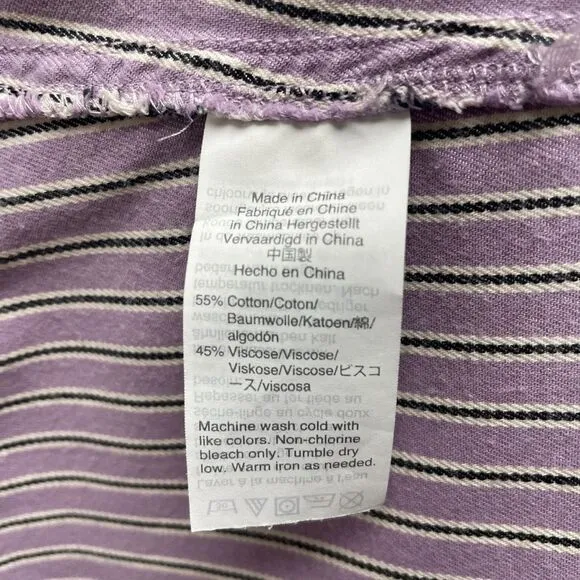 MADEWELL Pleated Midi Skirt. Size 4. Button-front, lilac stripe light academia